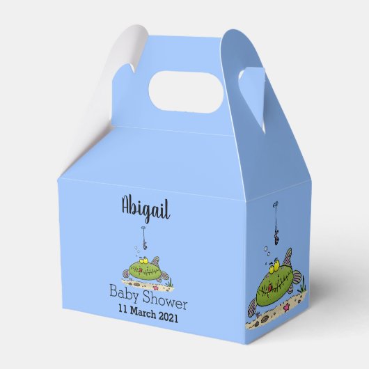 脂肪おもしろい空腹のグリーンフィッシュ魚釣り漫画 フェイバーボックス (正面サイド)