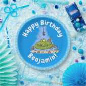 脂肪おもしろい空腹のグリーンフィッシュ魚釣り漫画 ペーパープレート (パーティー)