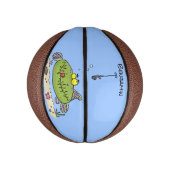 脂肪おもしろい空腹のグリーンフィッシュ魚釣り漫画 ミニバスケットボール (縦)