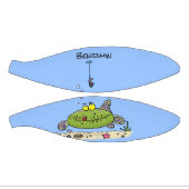 脂肪おもしろい空腹のグリーンフィッシュ魚釣り漫画 ミニバスケットボール (パネル)