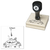 脂肪おもしろい空腹のグリーンフィッシュ魚釣り漫画 ラバースタンプ (押印)