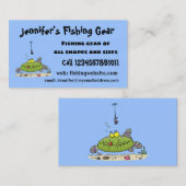 脂肪おもしろい空腹のグリーンフィッシュ魚釣り漫画 名刺 (正面/裏面)