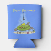 脂肪おもしろい空腹のグリーンフィッシュ魚釣り漫画 缶クーラー (裏面)