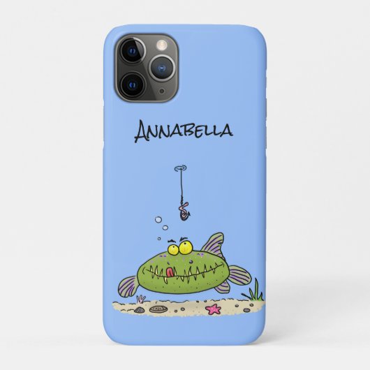 脂肪おもしろい空腹のグリーンフィッシュ魚釣り漫画 Case-Mate iPhoneケース (裏)