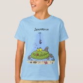 脂肪おもしろい空腹のグリーンフィッシュ魚釣り漫画 Tシャツ (正面)