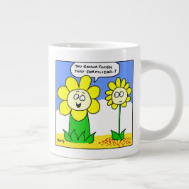 脂肪おもしろい黄色の花オンダイエットcartoon庭師 ジャンボコーヒーマグカップ