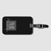 脂肪はっきりしたフォントモノグラム荷物タグ ラゲッジタグ (正面横)