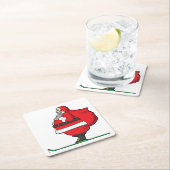 脂肪スキーサンタクロースのクリスマス スクエアペーパーコースター (インサイチュ)