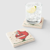 脂肪スキーサンタクロースのクリスマス ストーンコースター (横)