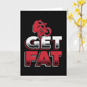 脂肪バイク取得Fatマウンテンバイクバイクもしくは自転車に乗る人サイクリング おもしろい カード (黄色い花)