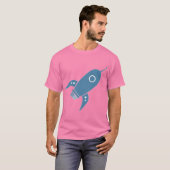 脂肪レトロロケット船ブルー Tシャツ (正面フル)