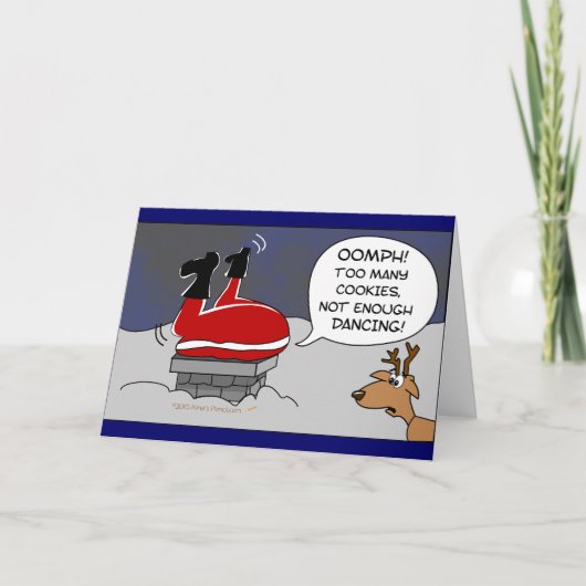 脂肪詰まりサンタおもしろいクリスマス踊り漫画 シーズンカード (正面)