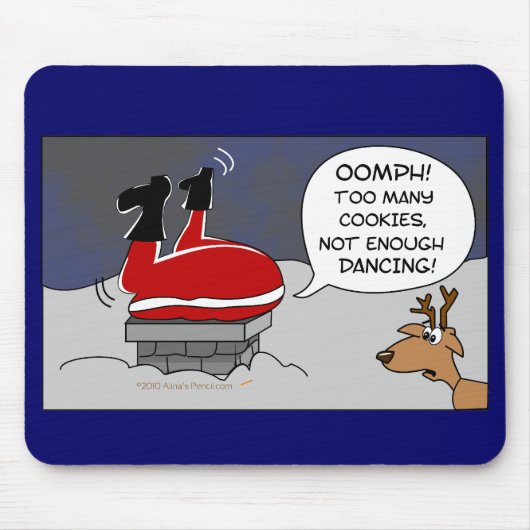 脂肪質のスタックしたサンタのおもしろいなクリスマスの踊りの漫画 マウスパッド (正面)