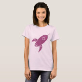脂肪質のレトロロケットの船のピンク Tシャツ (正面フル)