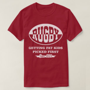 脂肪質の子供によって選ばれる最初おもしろTシャツを得るラグビー Tシャツ