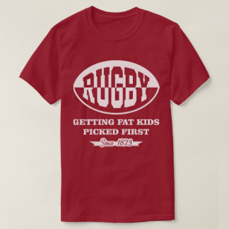 脂肪質の子供によって選ばれる最初おもしろTシャツを得るラグビー Tシャツ