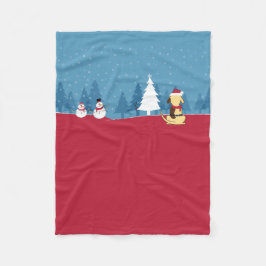 脂肪質犬のクリスマス毛布場面 フリースブランケット