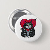 脂肪質猫およびハートのバレンタインデーボタン 缶バッジ (正面&裏面)