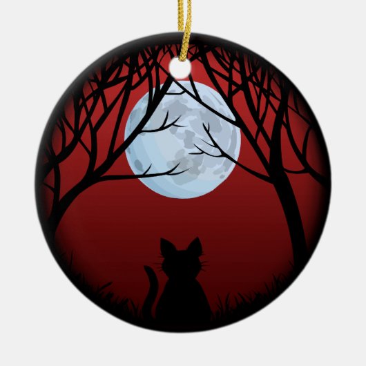 脂肪質猫のオーナメントパーソナライズな猫の装飾のギフト セラミックオーナメント (正面)