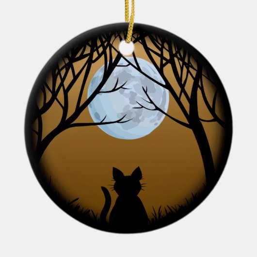 脂肪質猫のオーナメントパーソナライズな猫の装飾のギフト セラミックオーナメント (正面)