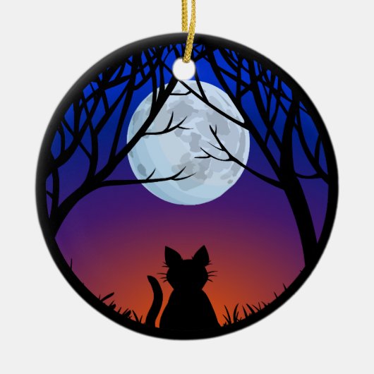 脂肪質猫のオーナメントパーソナライズな猫の装飾のギフト セラミックオーナメント (正面)