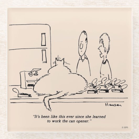 脂肪質猫 ガラスコースター (正面)