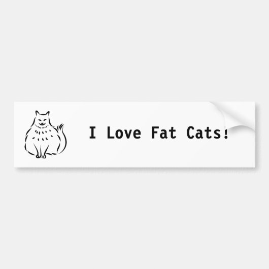 脂肪質猫、私は脂肪質猫を愛します! バンパーステッカー (正面)