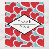 脂肪赤いハート繰り返しパターンかわいい感謝 ワインラベル (シングルラベル)