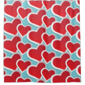 脂肪赤いハート繰り返しパターンかわいい シャワーカーテン (正面)