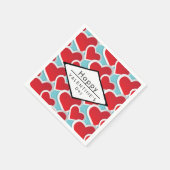 脂肪赤いハート繰り返しパターンかわいい スタンダードカクテルナプキン (角)