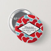 脂肪赤いハート繰り返しパターンかわいい 缶バッジ (正面&裏面)