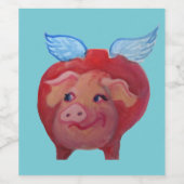 脂肪飛んでいる豚ワインラベル ワインラベル (シングルラベル)