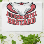 脂肪髭を持つ判断の悪いサンタ笑わされるー キッチンタオル (折り畳み)