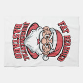 脂肪髭を持つ判断の悪いサンタ笑わされるー キッチンタオル (横)