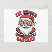 脂肪髭を持つ判断の悪いサンタ笑わされるー シーズンポストカード (正面)