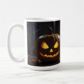 脅迫的なハロウィーンのカボチャ コーヒーマグカップ (左)