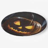 脅迫的なハロウィーンのカボチャ ペーパープレート (アングル)