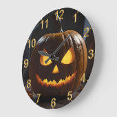 脅迫的なハロウィーンのカボチャ ラージ壁時計 (傾斜)