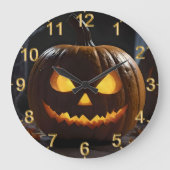 脅迫的なハロウィーンのカボチャ ラージ壁時計 (正面)