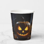 脅迫的なハロウィーンのカボチャ 紙コップ (裏面)
