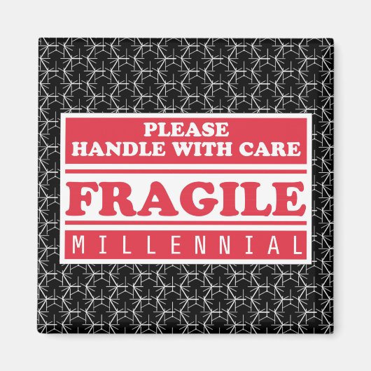 脆弱なミレニアル世代、バブルラップ気に付きハンドル マグネット (正面)