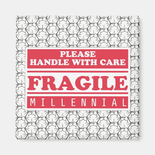 脆弱なミレニアル世代、バブルラップ気に付きハンドル マグネット (正面)