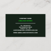 脈拍数デザイン、EMT、救急医療隊員 名刺 (裏面)