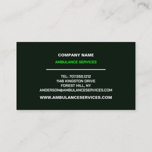 脈拍数デザイン、EMT、救急医療隊員 名刺 (裏面)