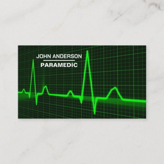 脈拍数デザイン、EMT、救急医療隊員 名刺 (正面)