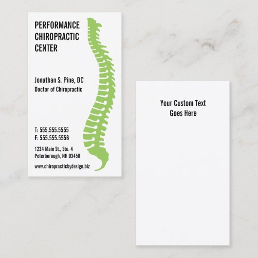 脊柱のロゴのカイロプラクターの医者名刺 名刺 (正面/裏面)