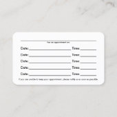 脊柱の写実的な(首苦痛)カイロプラクティックのアポイントメント 予約カード (裏面)