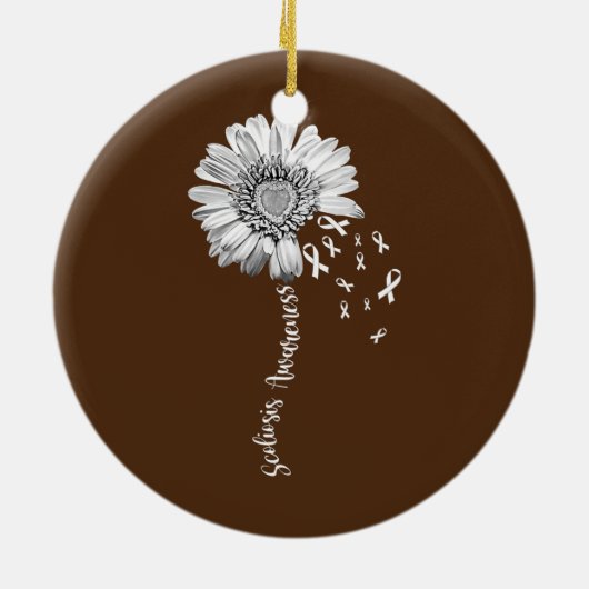 脊柱症認識度かわいらしフラワーサポート セラミックオーナメント (裏面)