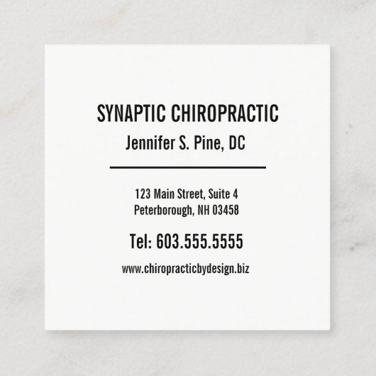 脊椎のSubluxationのカイロプラクターの効果 スクエア名刺 (裏面)