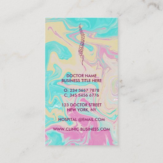 脊椎整形外科ドクタークロプラクティックピンク 名刺 (裏面)